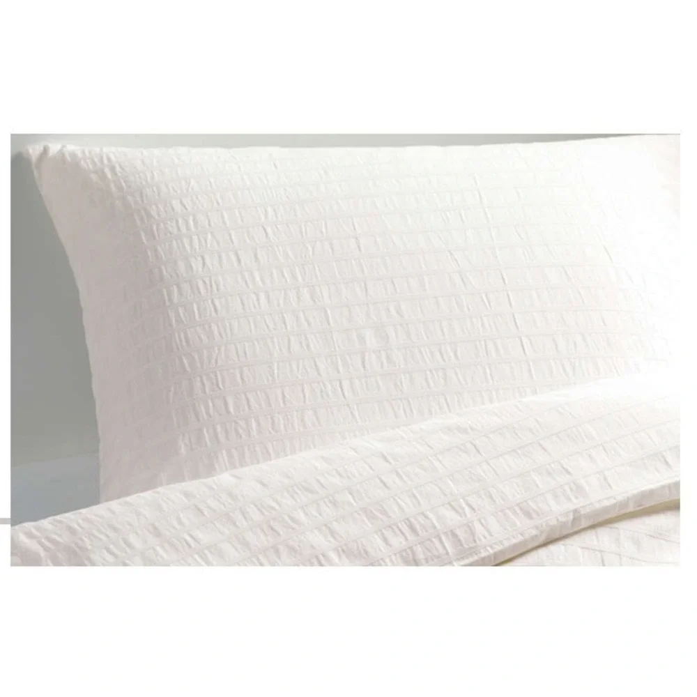 Ikea OFELIA VASS King Duvet Cover w/ Pillowcases Dobby Woven Bed Set White New